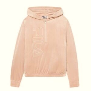Pink Velvet Fila Jacket w/ Hood | 3/4 Zip